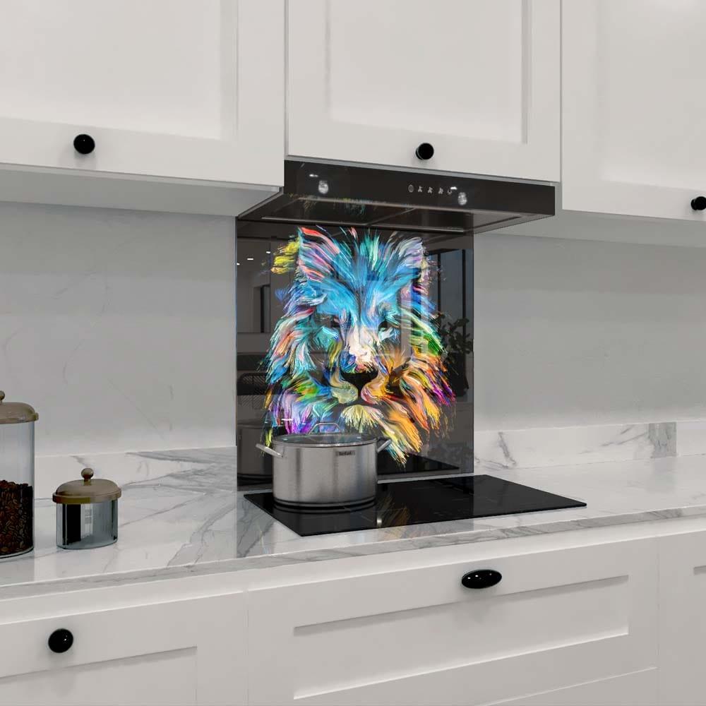 Abstract Blue Lion Printed Glass Splashback - DIY - CreoGlass®