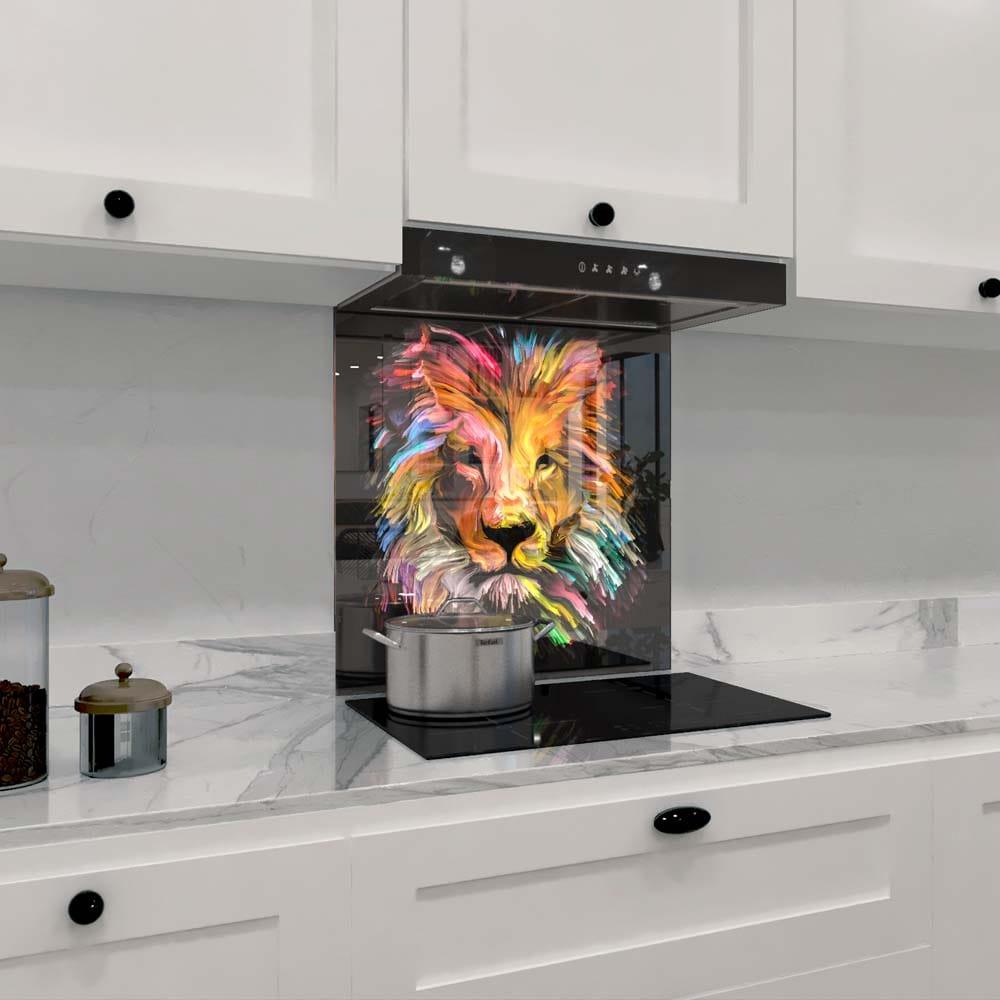 Abstract Red Lion Printed Glass Splashback - DIY - CreoGlass®