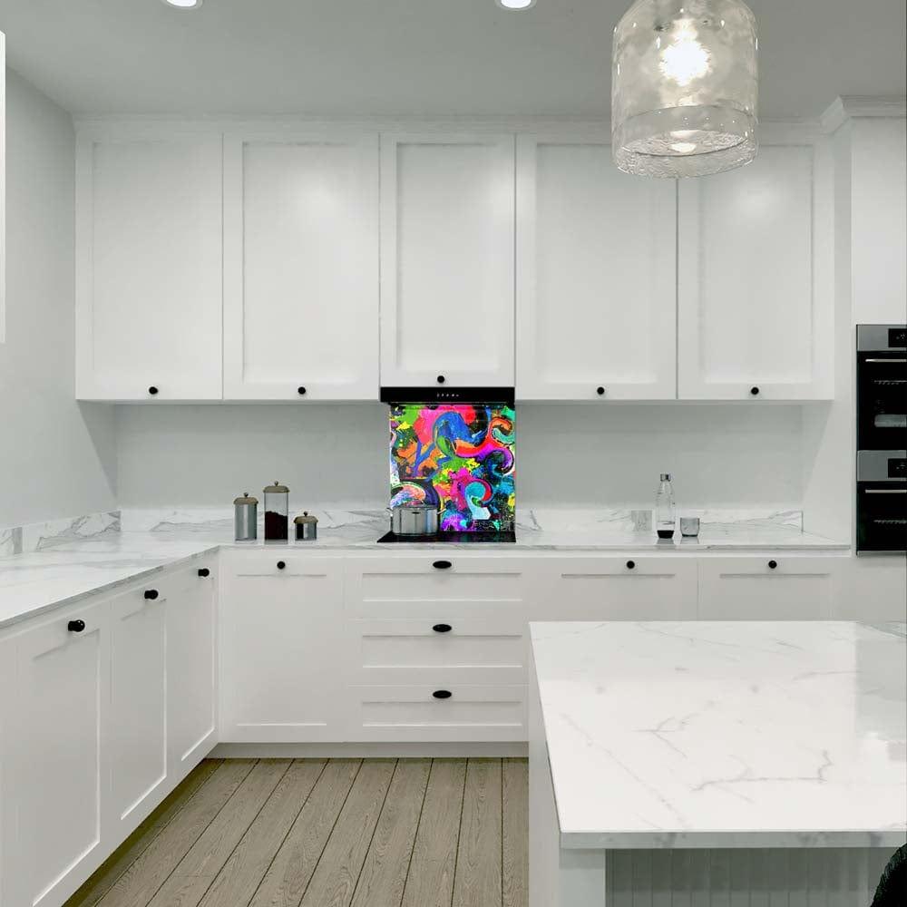 Abstract Spraypaint Printed Glass Splashback - DIY - CreoGlass®