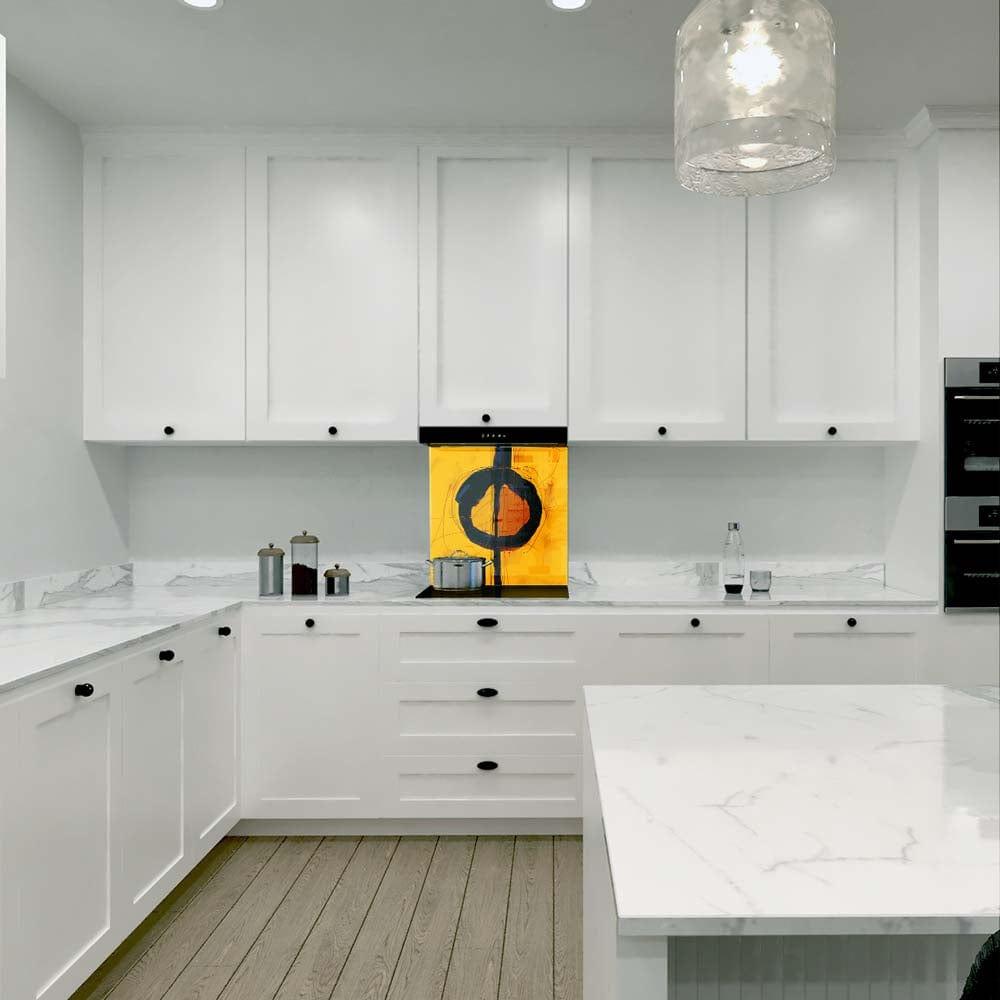 Abstract Yellow Ochre Printed Glass Splashback - DIY - CreoGlass®