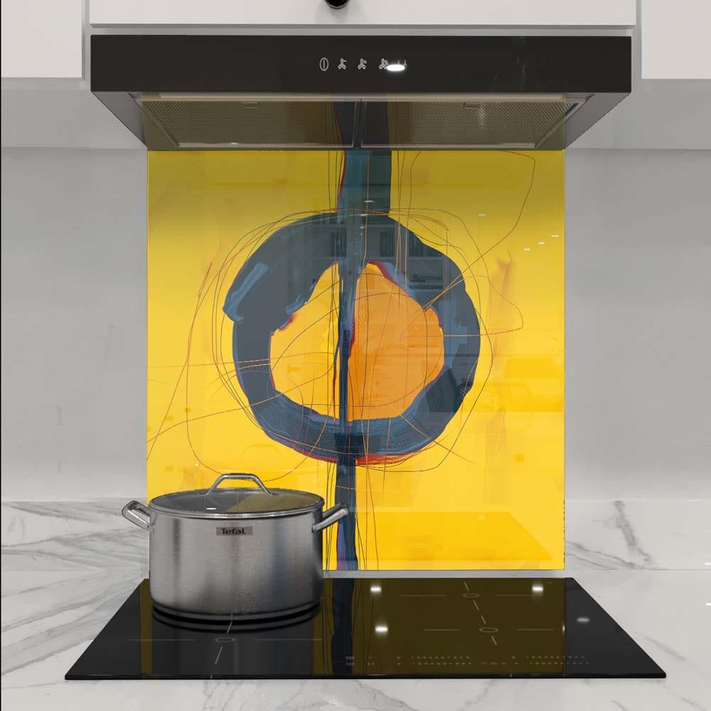 Abstract Yellow Ochre Printed Glass Splashback - DIY - CreoGlass®