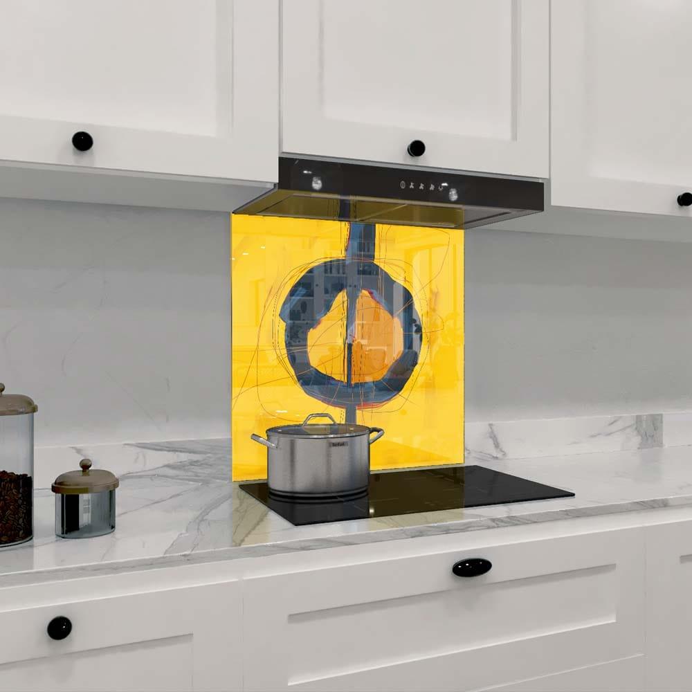 Abstract Yellow Ochre Printed Glass Splashback - DIY - CreoGlass®