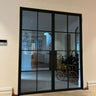 Linear Frame – Double Hinged Glass Door with 2 Side Panels, Latch and Frame – internal steel and glass door, photo 1