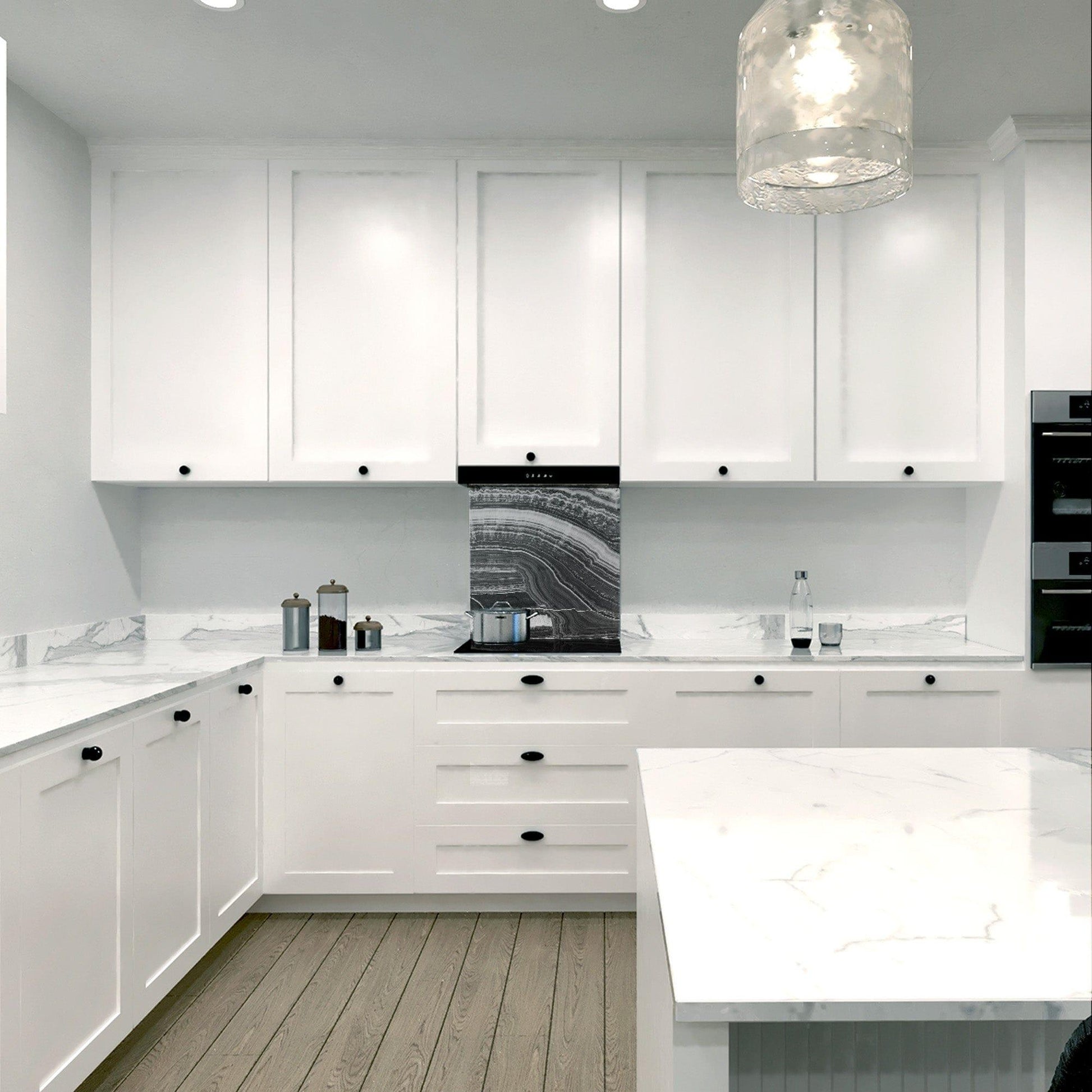 Black & White - Onyx Fantastico Splashback - DIY - CreoGlass®