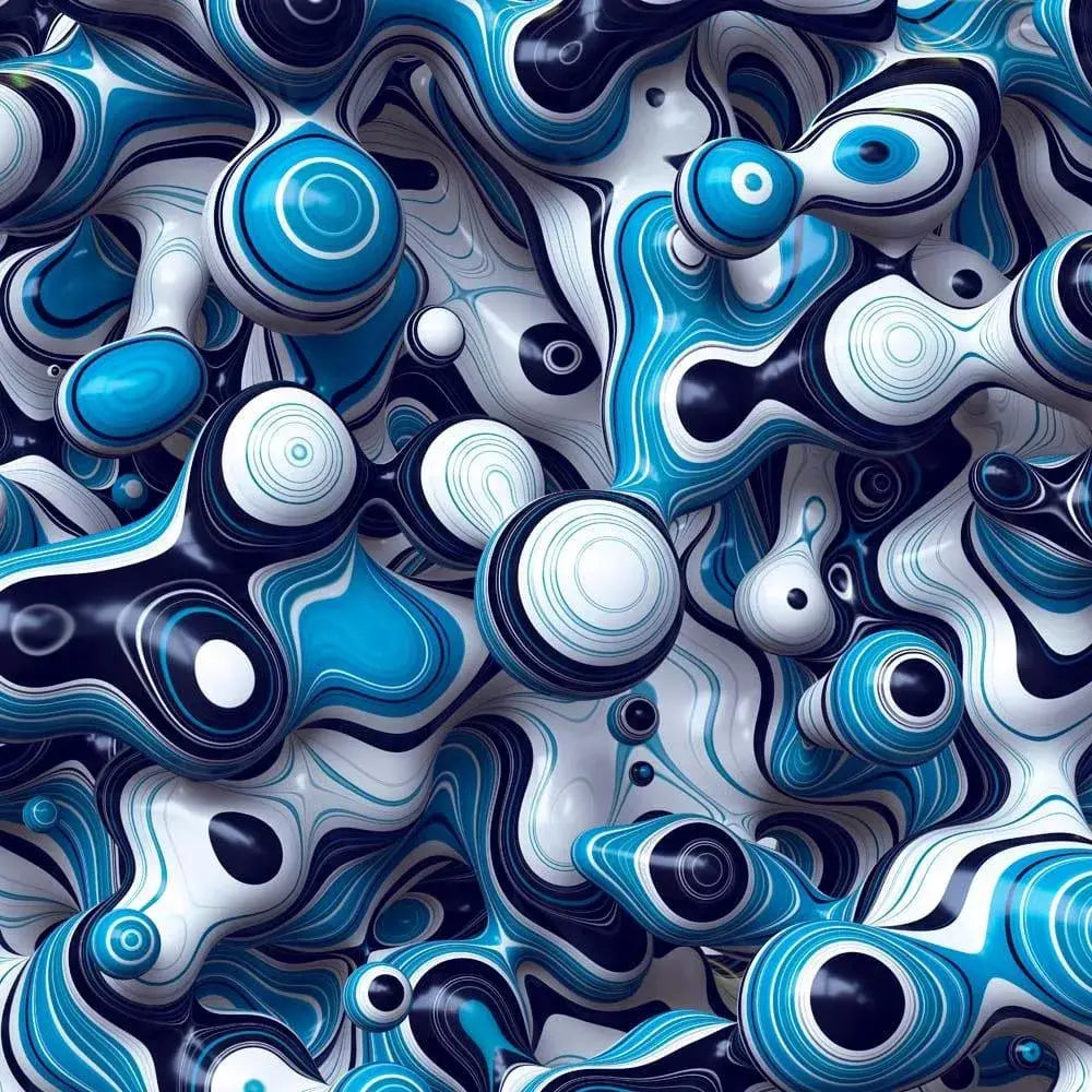 Blue and White Abstract Drops Printed Glass Splashback - DIY – CreoGlass®