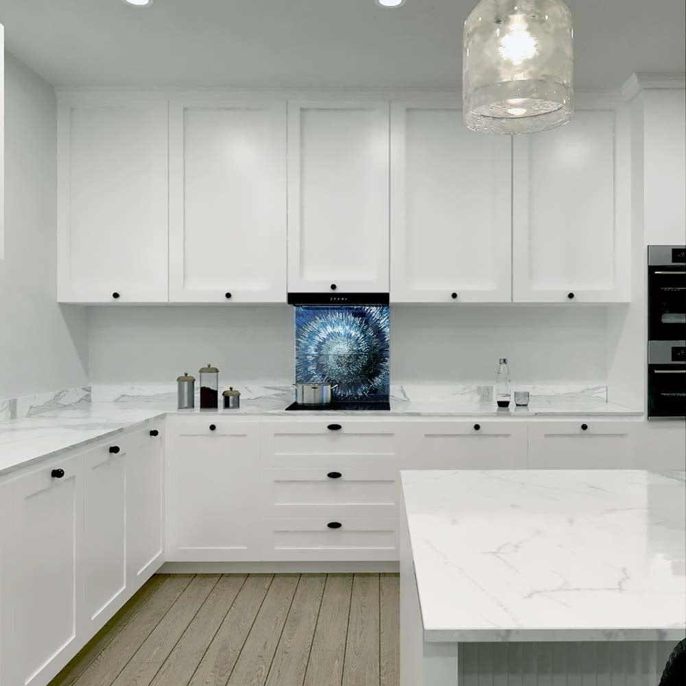 Blue Spiral Printed Glass Splashback - DIY - CreoGlass®