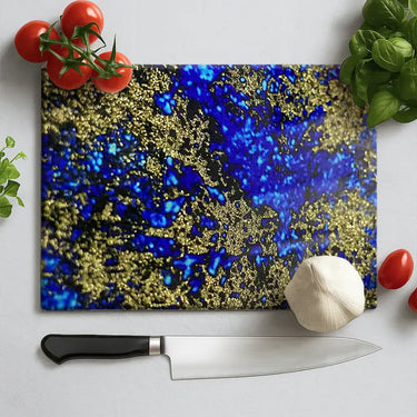 Blue Gold Liquid Ink Extra Glass Chopping Board and Placemat - CreoGlass®