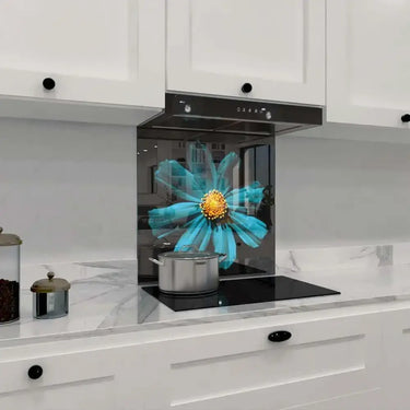 Cerulean Daisy Printed Glass Splashback - DIY - CreoGlass®