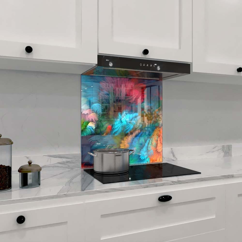 Colourful Leaves Printed Glass Splashback - DIY - CreoGlass®