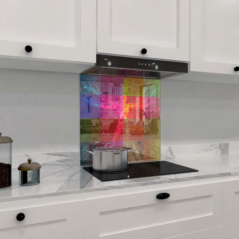 Colourful Virtuvian Man Printed Glass Splashback - DIY - CreoGlass®