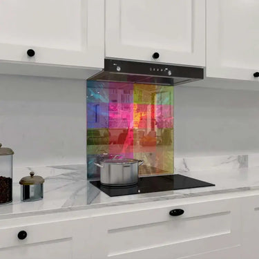 Colourful Virtuvian Man Printed Glass Splashback - DIY - CreoGlass®
