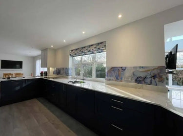 "Anne" - Blue Lilac - Liquid Ink Glass Splashback - Bespoke - CreoGlass®