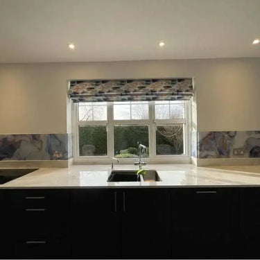 "Anne" - Blue Lilac - Liquid Ink Glass Splashback - Bespoke - CreoGlass®
