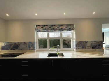 "Anne" - Blue Lilac - Liquid Ink Glass Splashback - Bespoke - CreoGlass®