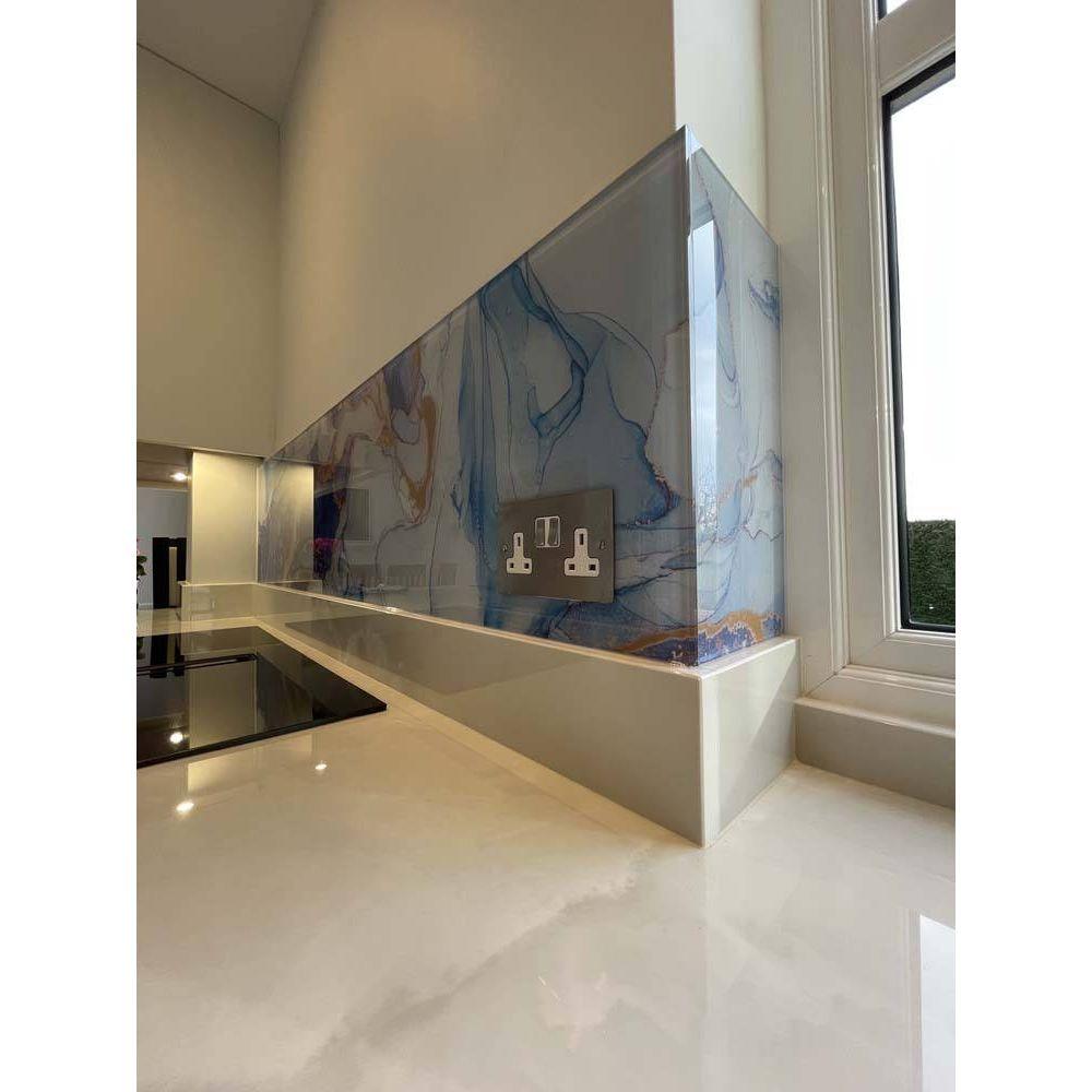 "Anne" - Blue Lilac - Liquid Ink Glass Splashback - Bespoke - CreoGlass®