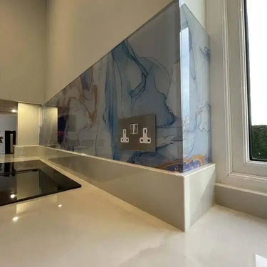 "Anne" - Blue Lilac - Liquid Ink Glass Splashback - Bespoke - CreoGlass®