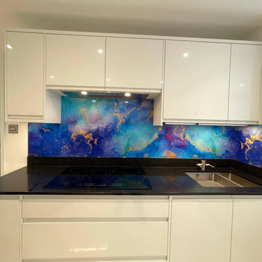 "Suzy" - Blue - Liquid Ink Glass - Bespoke - CreoGlass®