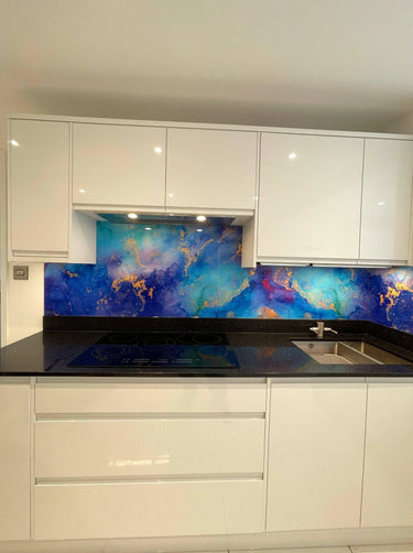 "Suzy" - Blue - Liquid Ink Glass - Bespoke - CreoGlass®