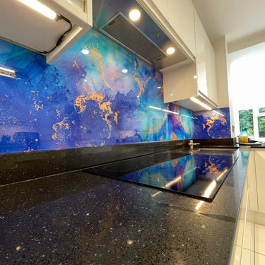 "Suzy" - Blue - Liquid Ink Glass - Bespoke - CreoGlass®