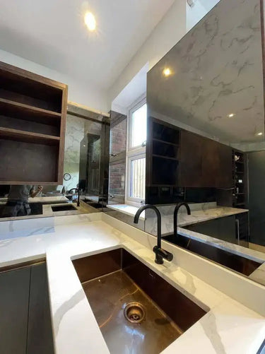Antique Toughened Mirror - Bronze - splashback - 8 - Bespoke - CreoGlass®