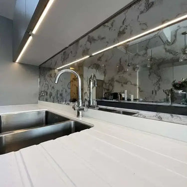 Antique Toughened Mirror - Silver - splashback - 8 - Bespoke - CreoGlass®