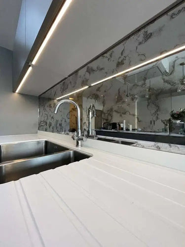 Antique Toughened Mirror - Silver - splashback - 8 - Bespoke - CreoGlass®