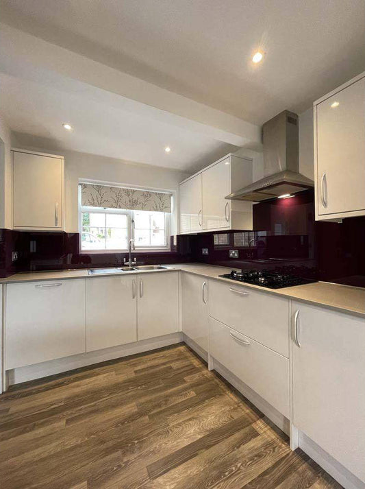 Matt Aubergine Colour Glass Splashback - Bespoke
