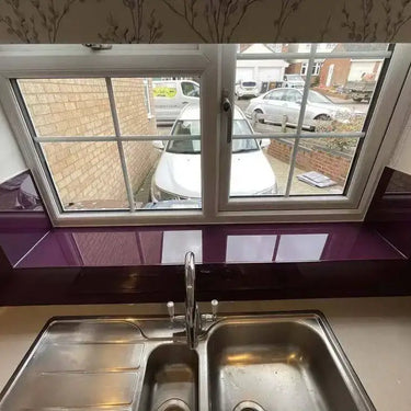 Aubergine Colour Glass Splashback - Bespoke - CreoGlass®