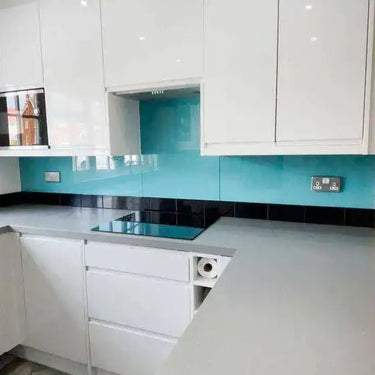 Matt Blue Diamond Colour Glass Splashback - Bespoke - CreoGlass®