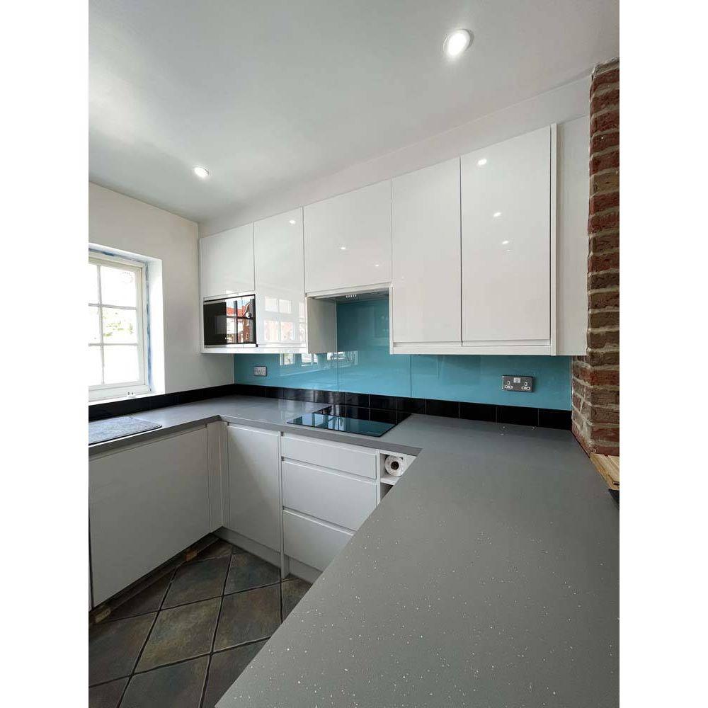 Blue Diamond Colour Glass Splashback - Bespoke - CreoGlass®