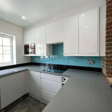 Matt Blue Diamond Colour Glass Splashback - Bespoke - CreoGlass®