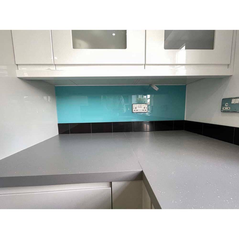 Blue Diamond Colour Glass Splashback - Bespoke - CreoGlass®