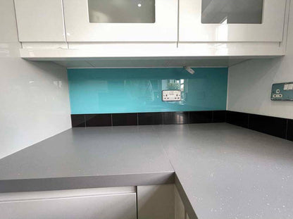 Matt Blue Diamond Colour Glass Splashback - Bespoke