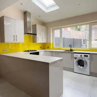 Matt Canary Yellow Colour Glass Splashback - Bespoke - CreoGlass®