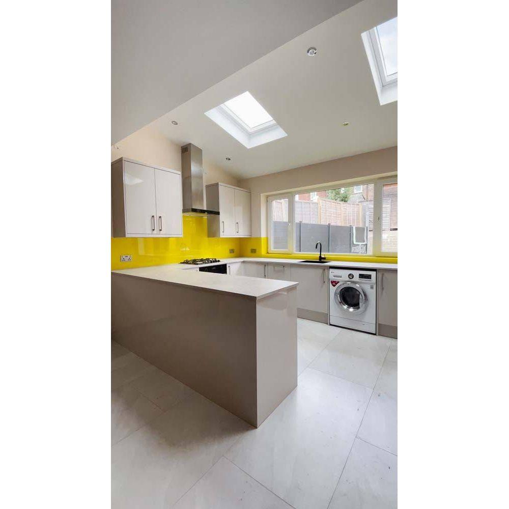 Matt Canary Yellow Colour Glass Splashback - Bespoke - CreoGlass®