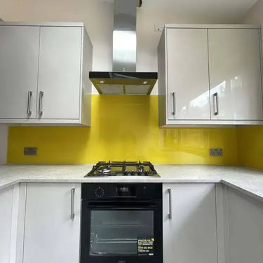 Matt Canary Yellow Colour Glass Splashback - Bespoke - CreoGlass®