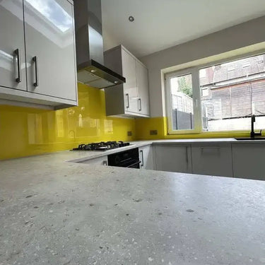 Canary Yellow Colour Glass Splashback - Bespoke - CreoGlass®