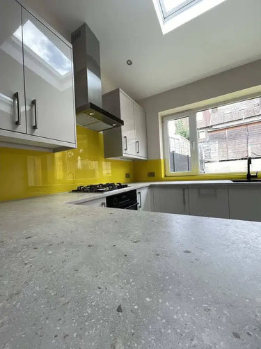 Canary Yellow Colour Glass Splashback - Bespoke - CreoGlass®