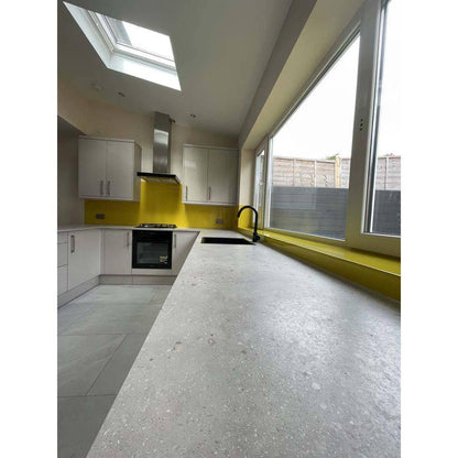 Matt Canary Yellow Colour Glass Splashback - Bespoke - CreoGlass®