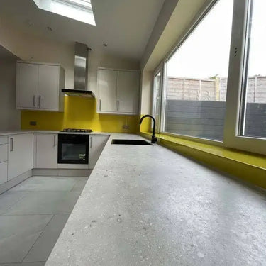 Matt Canary Yellow Colour Glass Splashback - Bespoke - CreoGlass®