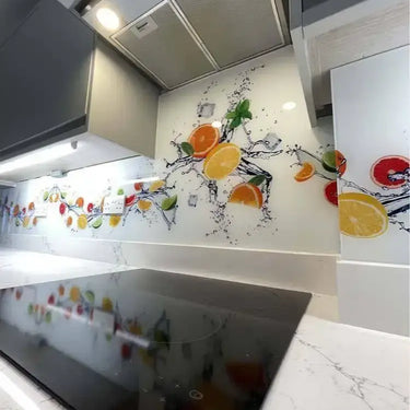 Citrus Fruits Water Printed Glass Splashback - Bespoke - CreoGlass®