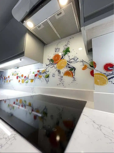 Citrus Fruits Water Printed Glass Splashback - Bespoke - CreoGlass®