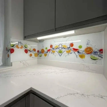 Citrus Fruits Water Printed Glass Splashback - Bespoke - CreoGlass®