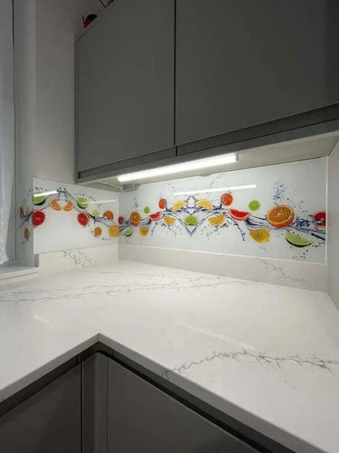 Citrus Fruits Water Printed Glass Splashback - Bespoke - CreoGlass®
