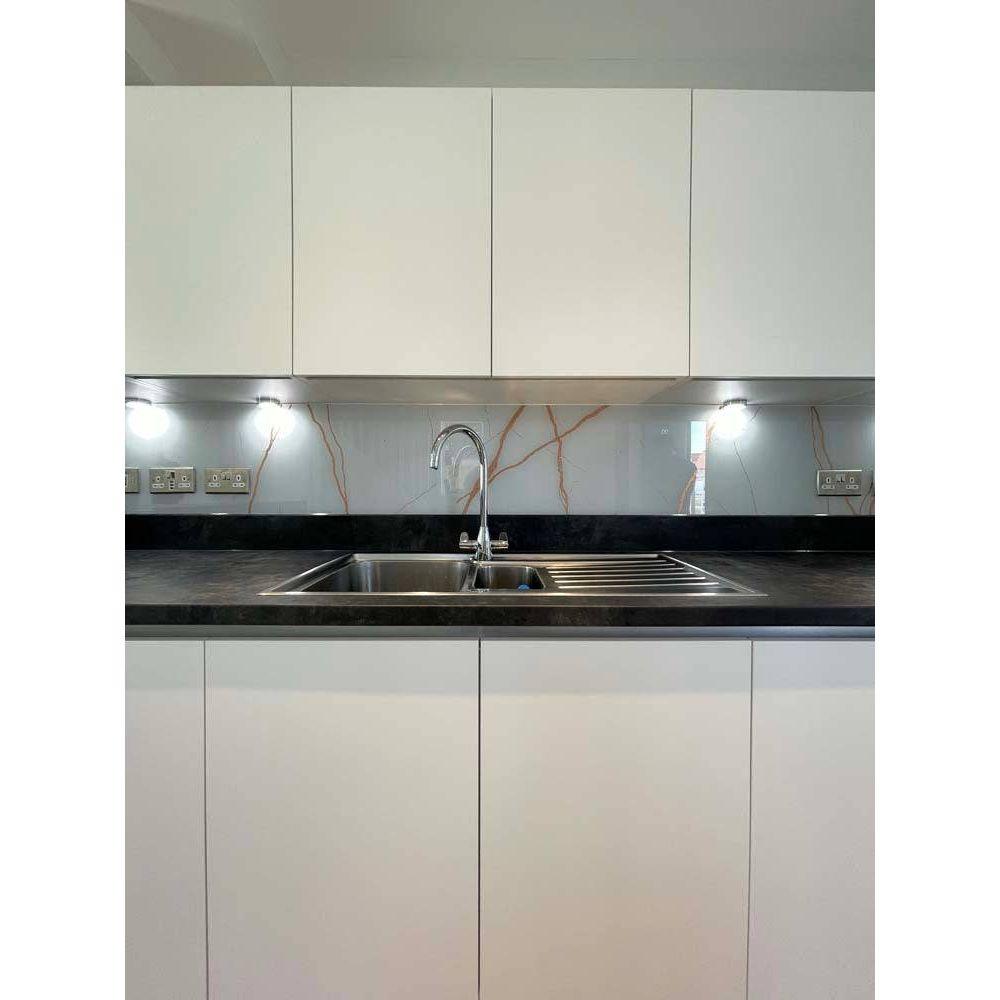 Copper - White Calacatta Splashback - Bespoke - CreoGlass®