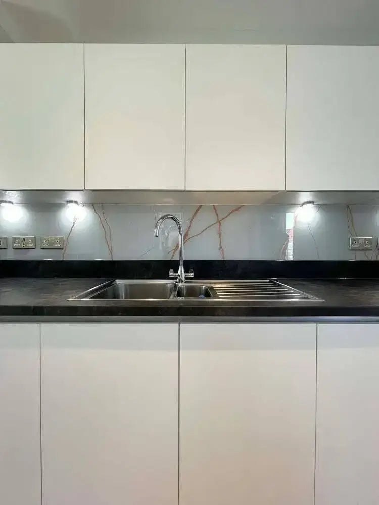 Copper - White Calacatta Splashback - Bespoke - CreoGlass®