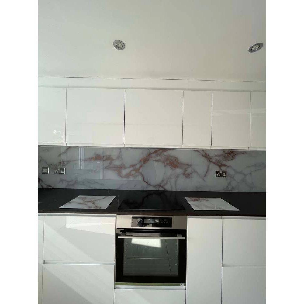 Copper - White Opera Splashback - Bespoke - CreoGlass®