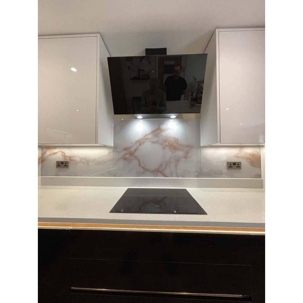 Copper - White Opera Splashback - Bespoke - CreoGlass®