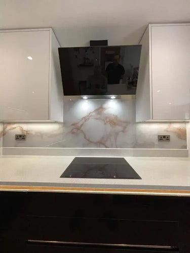 Copper - White Opera Splashback - Bespoke - CreoGlass®