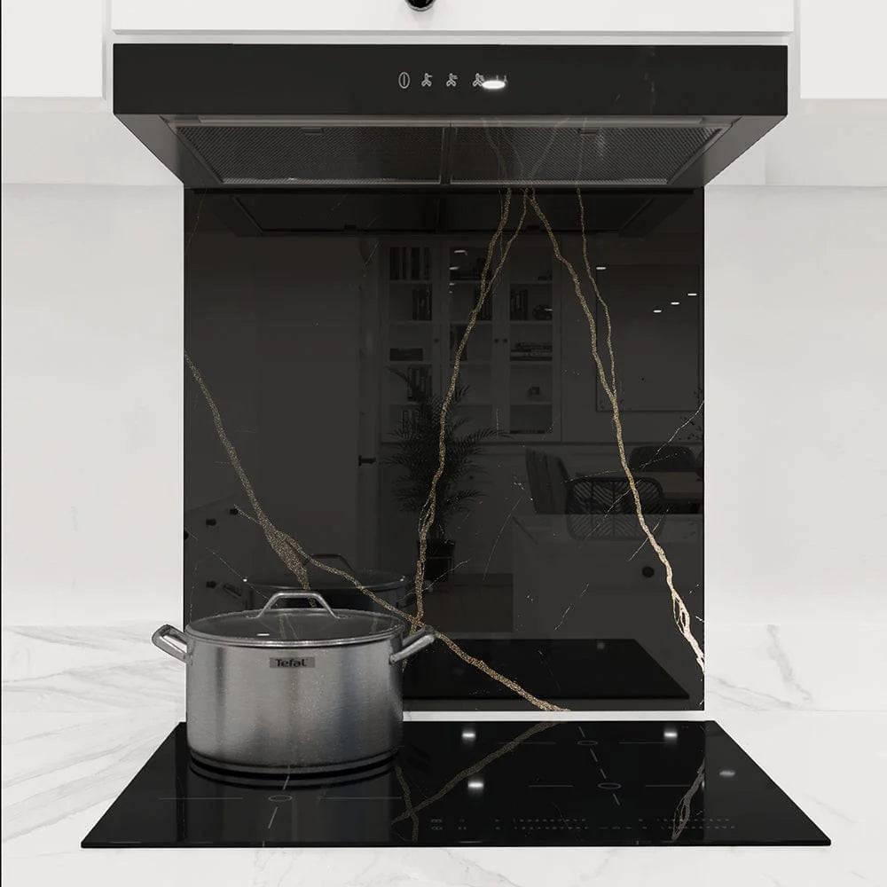 Golden - Black Calacatta Splashback - Bespoke - CreoGlass®